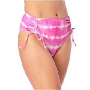 NWT California Waves Juniors Tie-Dyed High Waist Bikini Bottom S Drawstring Tie
